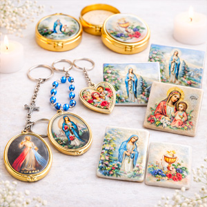 Sleutelhangers, Magneten, Hostie-doosjes